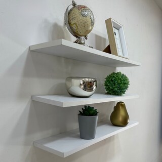 Foto 3 | Juego de 3 Repisas Flotantes de Madera 60 x 15 cm Blanco Estantes Funcionales Soportan 20kg