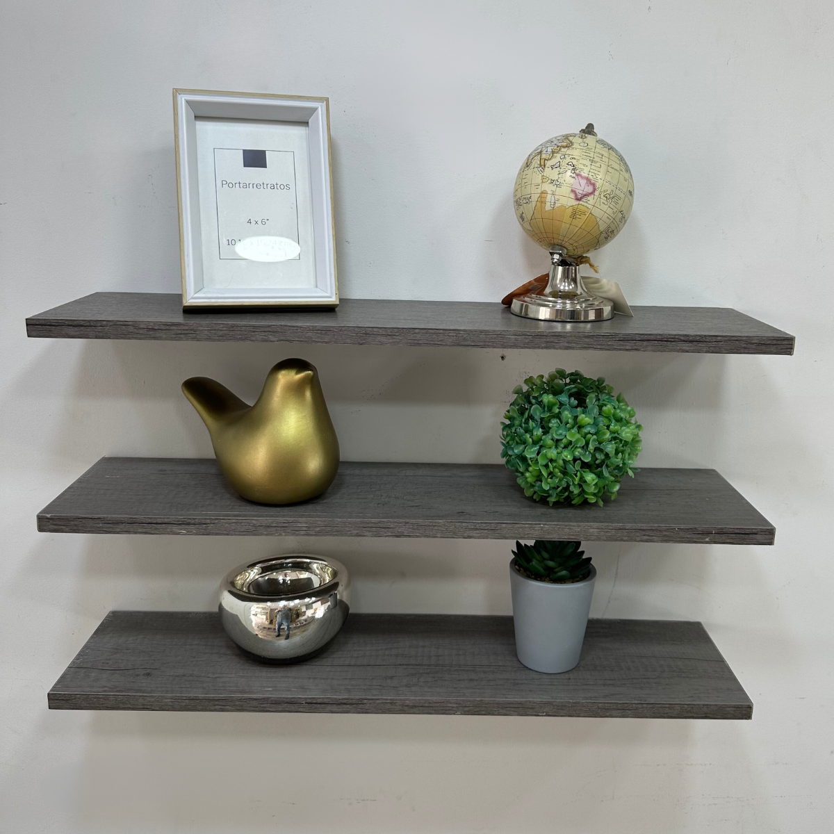 Foto 2 | Juego de 3 Repisas Flotantes de Madera 60 x 15 cm Grey Wood Estantes Funcionales Soportan 20 kg