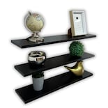 Juego de 3 Repisas Flotantes de Madera 60 x 15 cm Negro Estantes Funcionales Soportan 20kg
