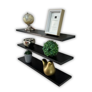 Foto 2 | Juego de 3 Repisas Flotantes de Madera 60 x 15 cm Negro Estantes Funcionales Soportan 20kg