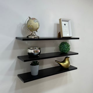 Foto 3 | Juego de 3 Repisas Flotantes de Madera 60 x 15 cm Negro Estantes Funcionales Soportan 20kg