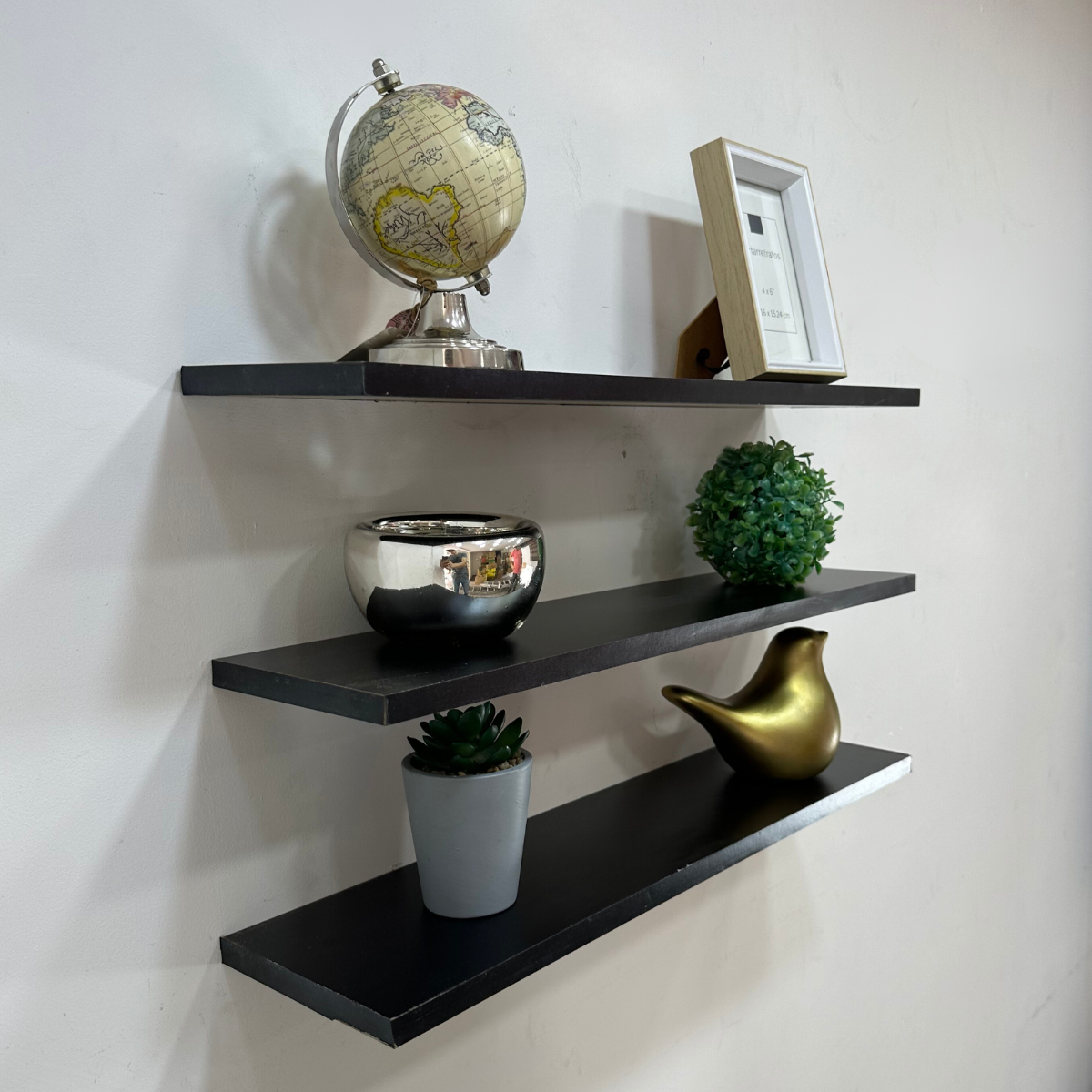 Foto 5 pulgar | Juego de 3 Repisas Flotantes de Madera 60 x 15 cm Negro Estantes Funcionales Soportan 20kg