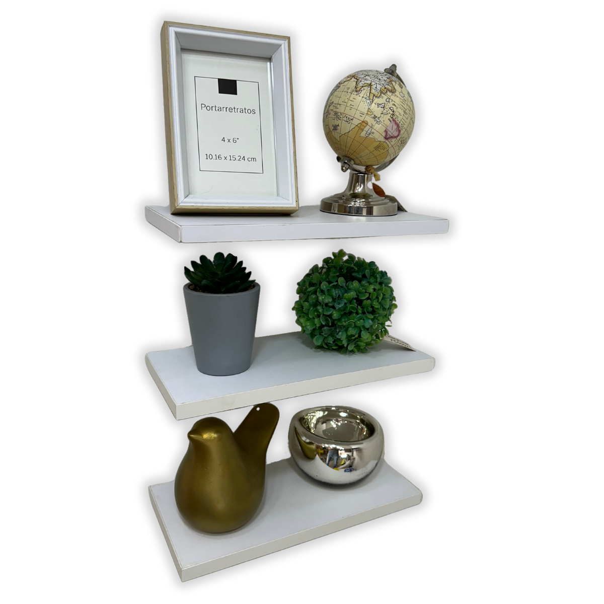 Juego de 3 Repisas Flotantes de Madera 30 x 15 cm Blanco Soportan 10 Kg