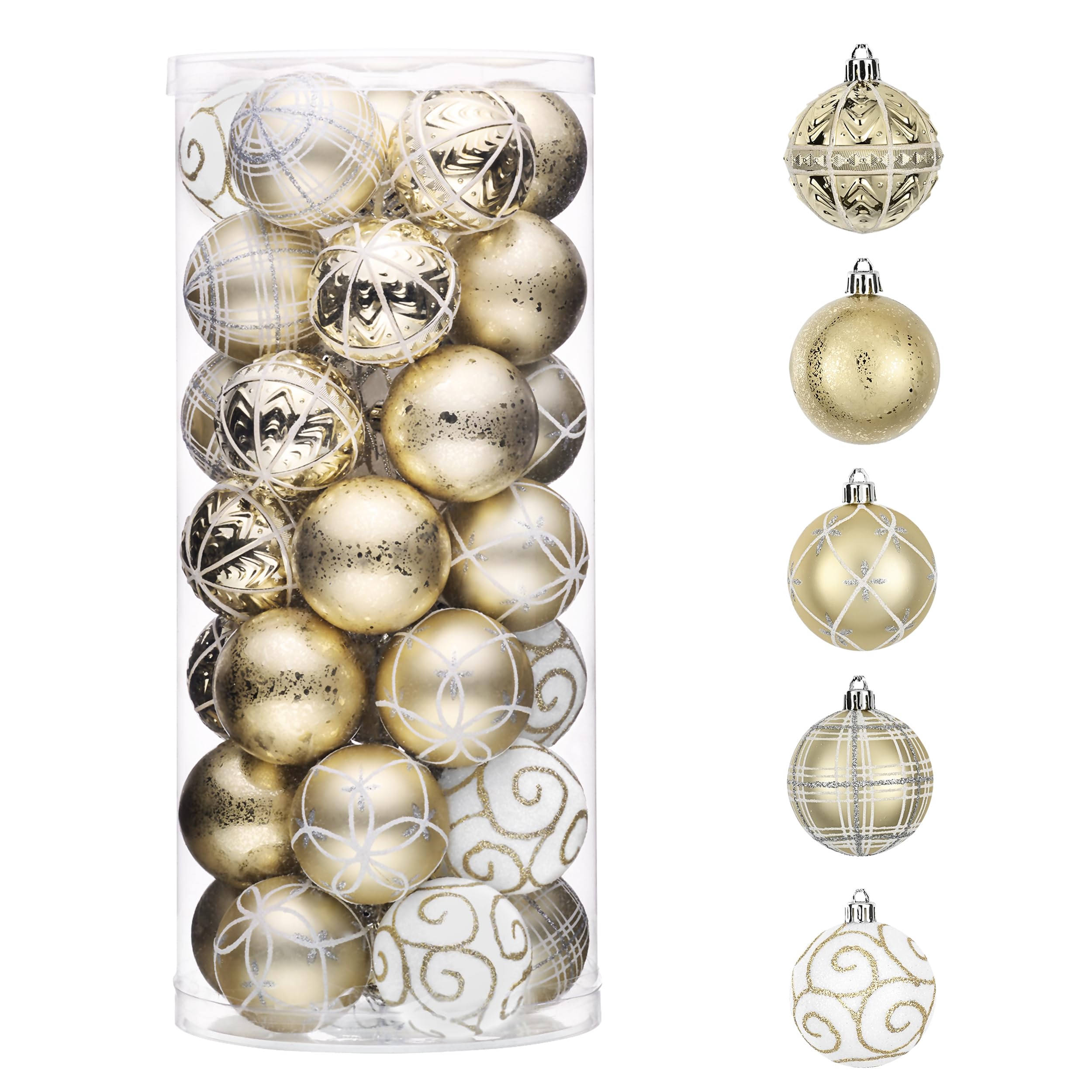 Set De Adornos Navideños Valery Madelyn, 35 Quilates Y 6 Cm, Color Blanco/dorado - Venta Internacional.