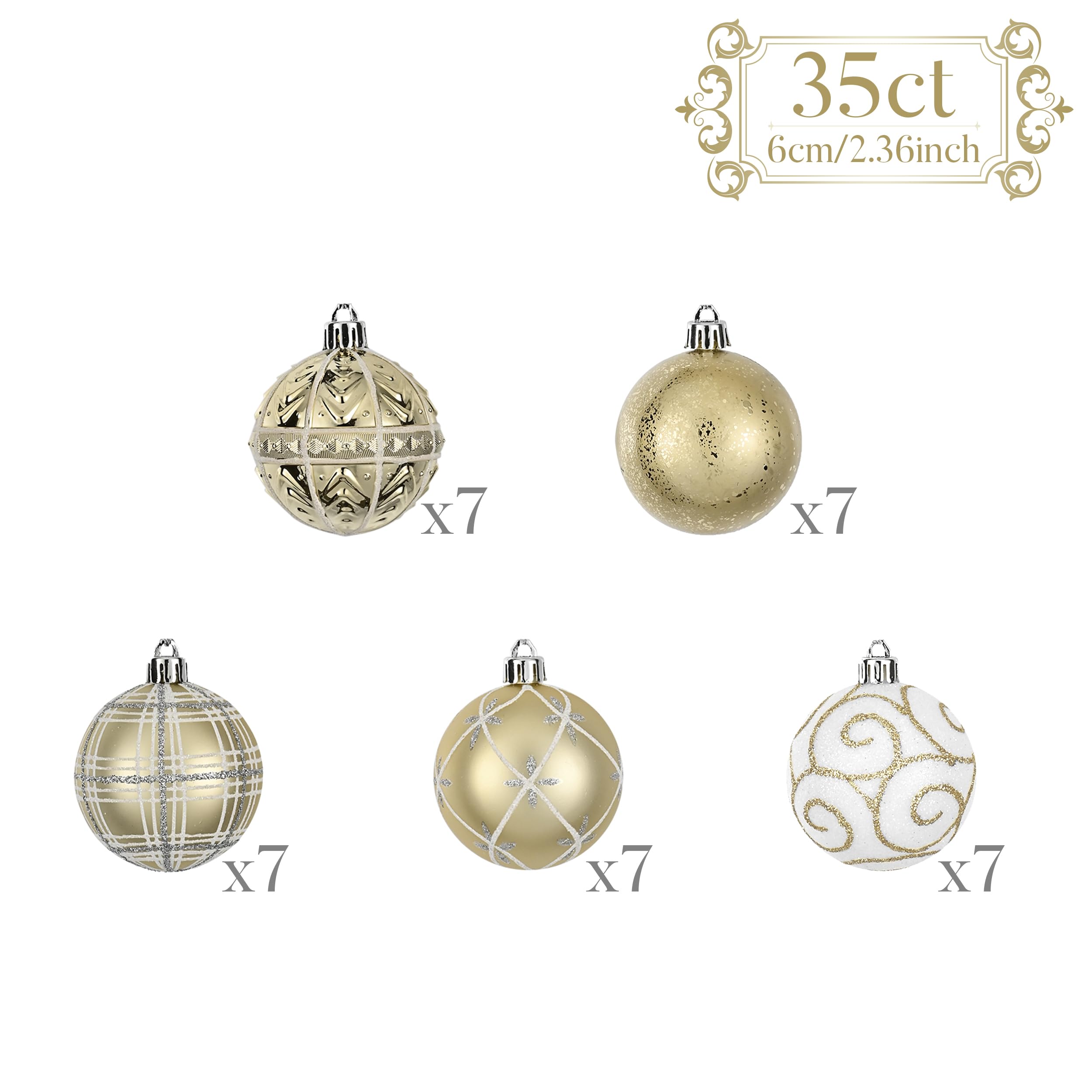 Foto 4 pulgar | Set De Adornos Navideños Valery Madelyn, 35 Quilates Y 6 Cm, Color Blanco/dorado - Venta Internacional.