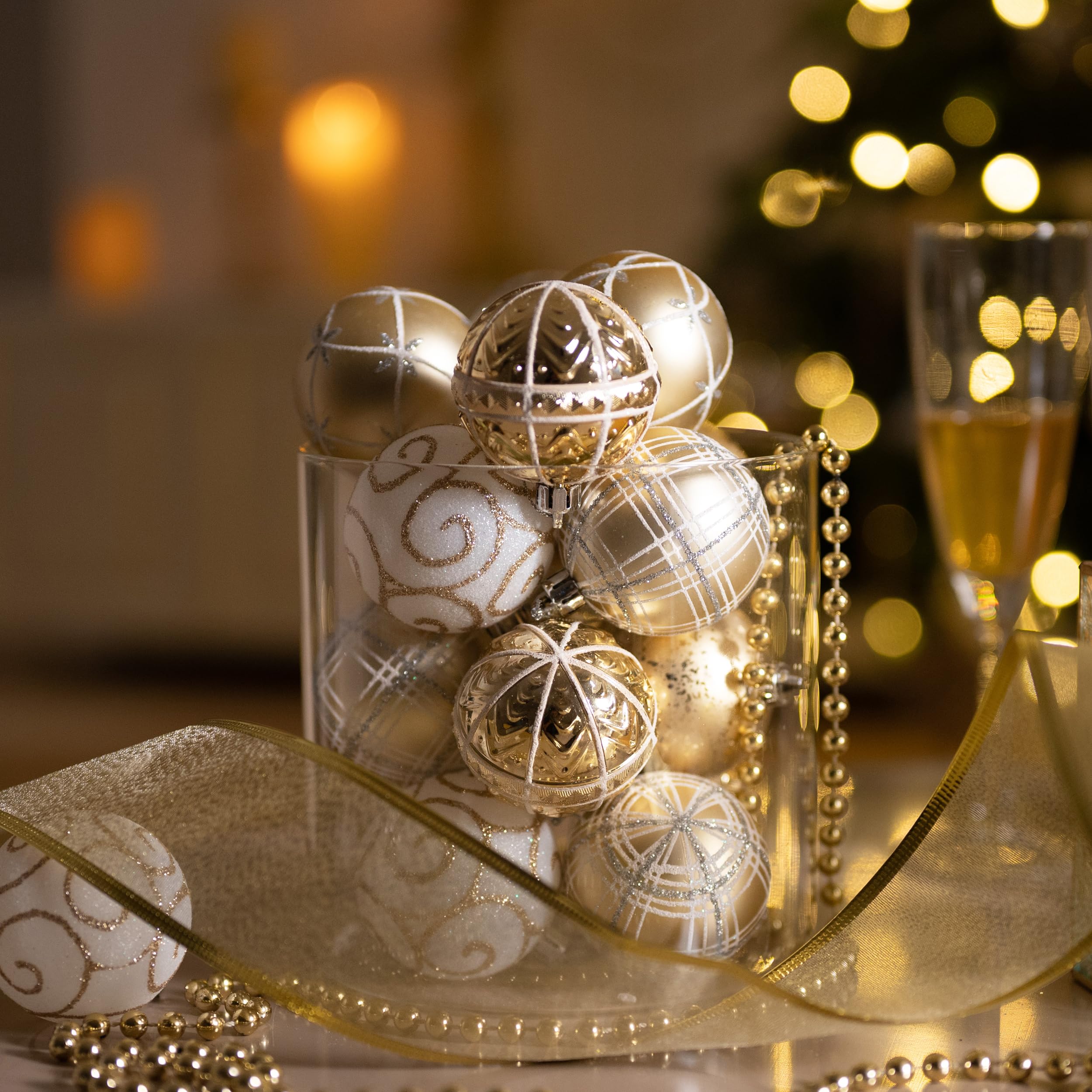 Foto 4 | Set De Adornos Navideños Valery Madelyn, 35 Quilates Y 6 Cm, Color Blanco/dorado - Venta Internacional.
