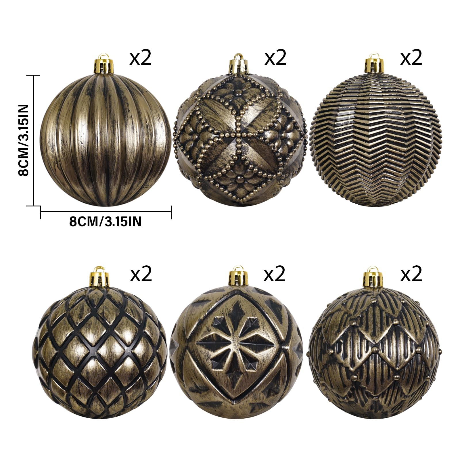 Foto 3 pulgar | Set De Adornos De Bolas De Navidad Xmasexp, Vintage Y Rústico, 12 Piezas - Venta Internacional.