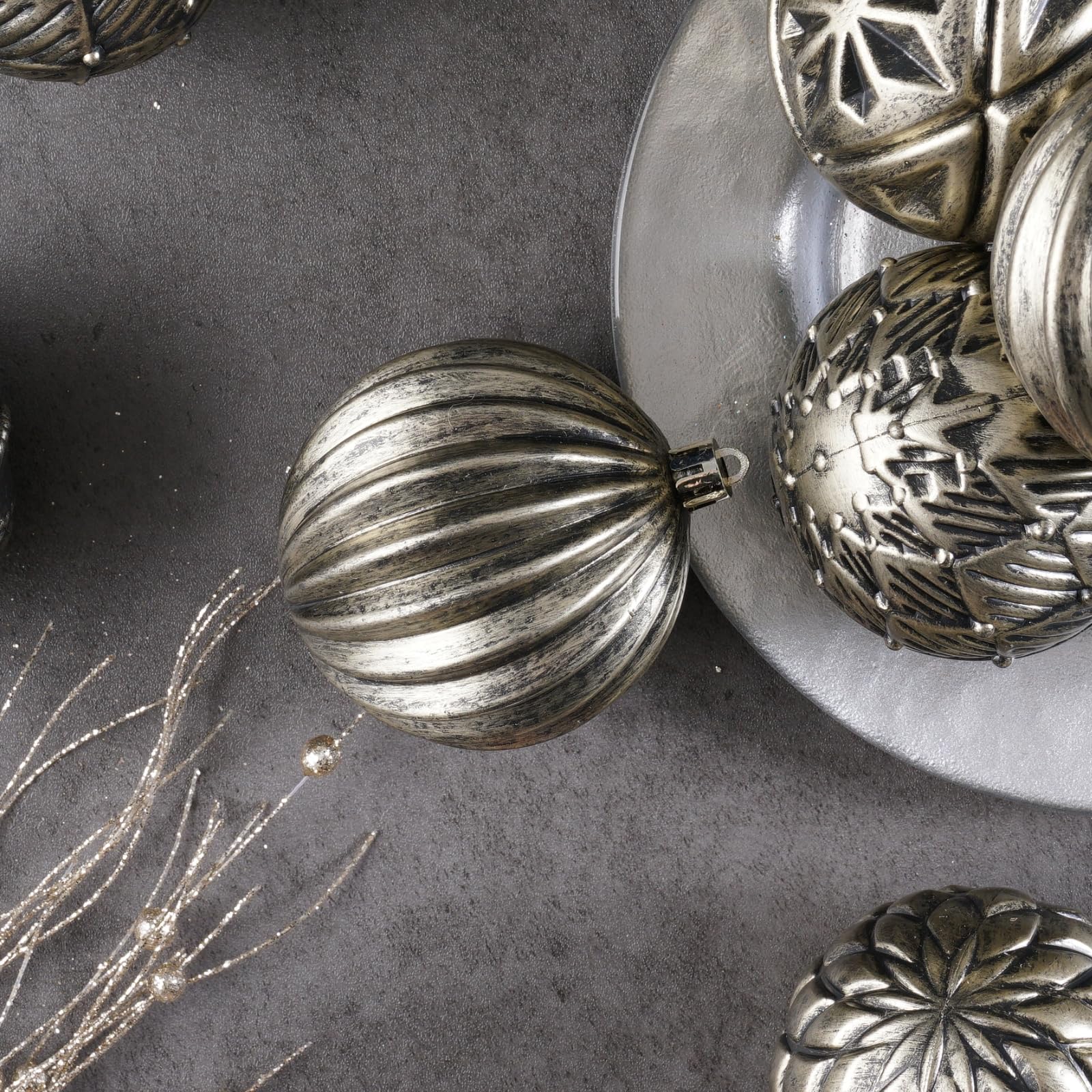 Foto 4 | Set De Adornos De Bolas De Navidad Xmasexp, Vintage Y Rústico, 12 Piezas - Venta Internacional.