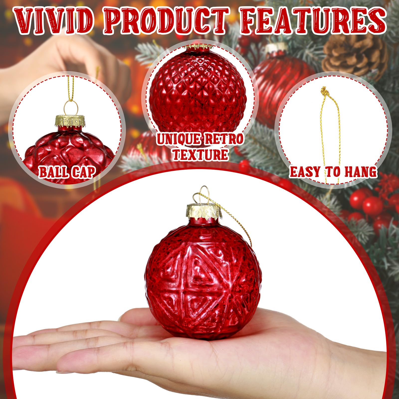 Foto 5 pulgar | Juego De 12 Bolas Navideñas Jenaai, Cristal, 6 Cm, Color Rojo - Venta Internacional.