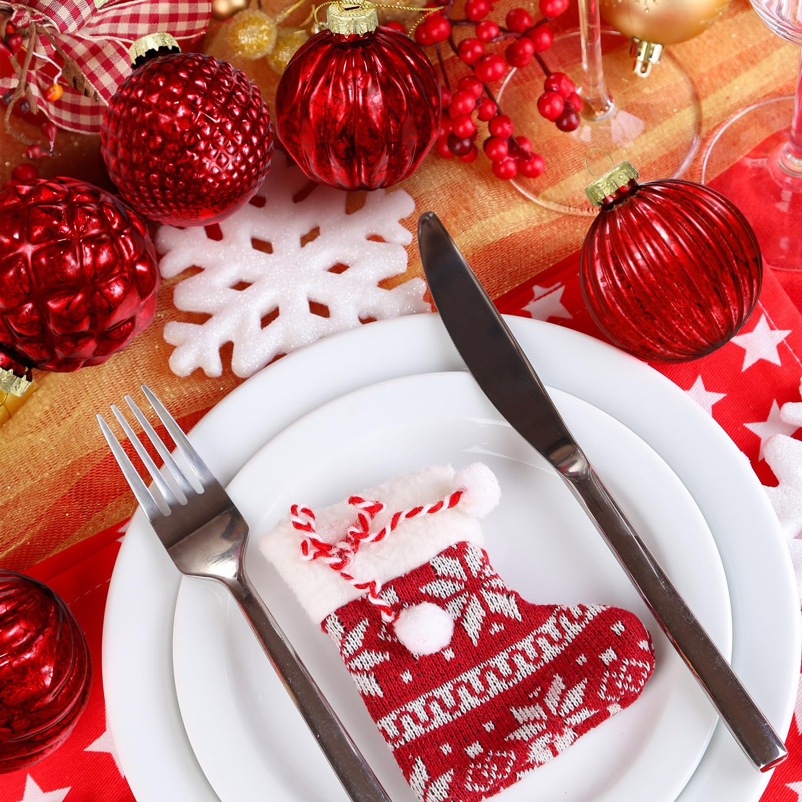 Foto 6 | Juego De 12 Bolas Navideñas Jenaai, Cristal, 6 Cm, Color Rojo - Venta Internacional.