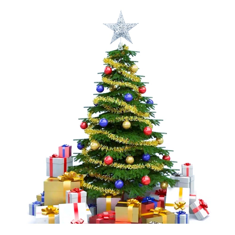 Foto 3 pulgar | Adorno Para Árbol De Navidad Con Forma De Estrella Plateada - Venta Internacional.