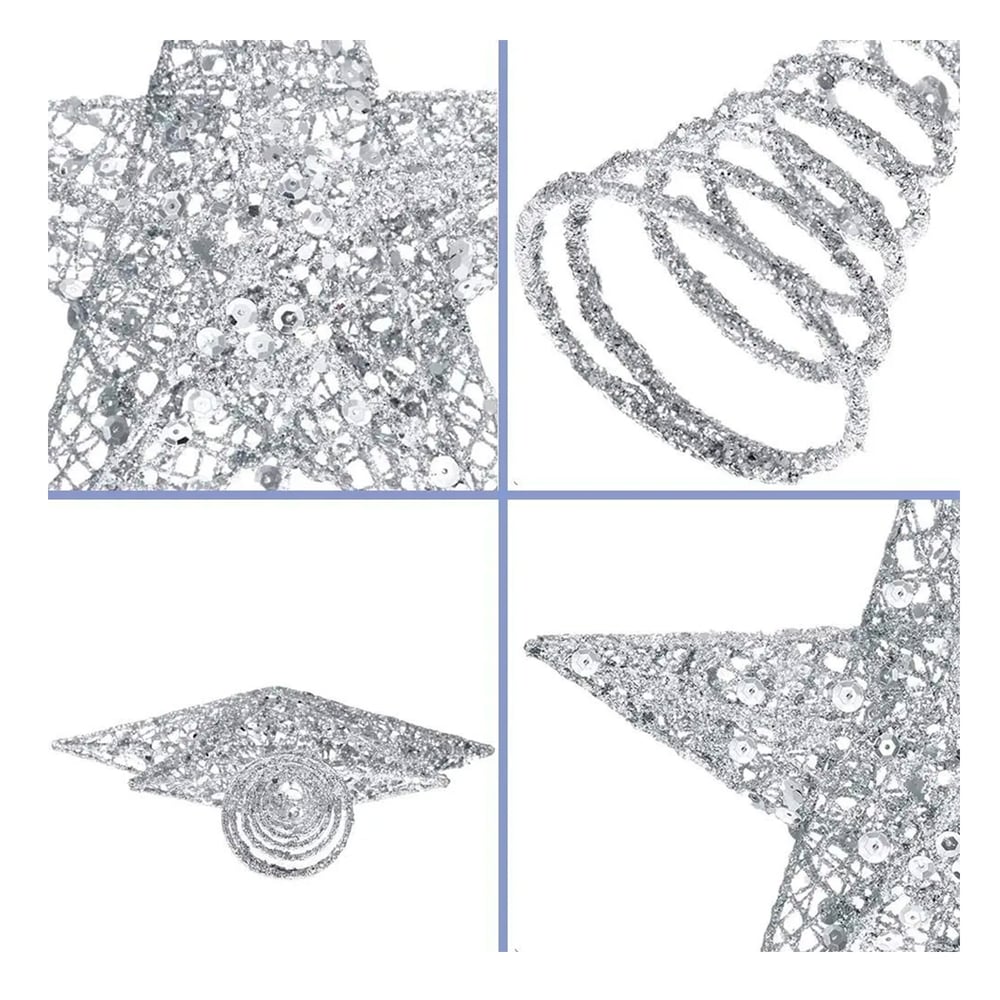 Foto 4 pulgar | Adorno Para Árbol De Navidad Con Forma De Estrella Plateada - Venta Internacional.