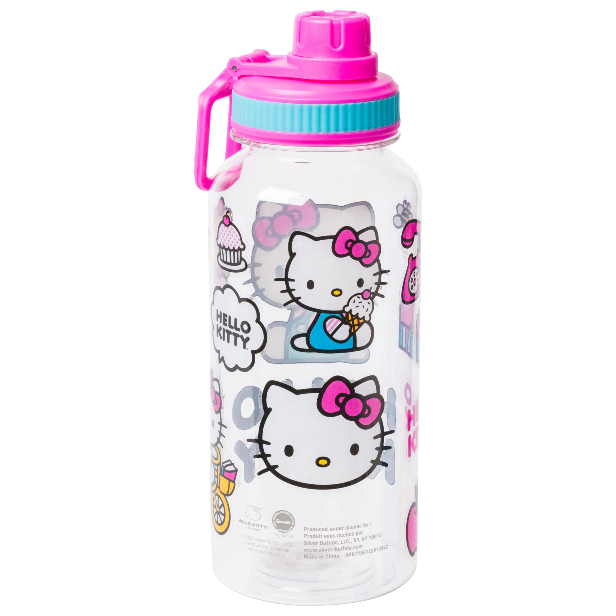 Foto 4 pulgar | Botella De Agua Silver Buffalo Hello Kitty Icons De 950 Ml Con Pegatina - Venta Internacional.