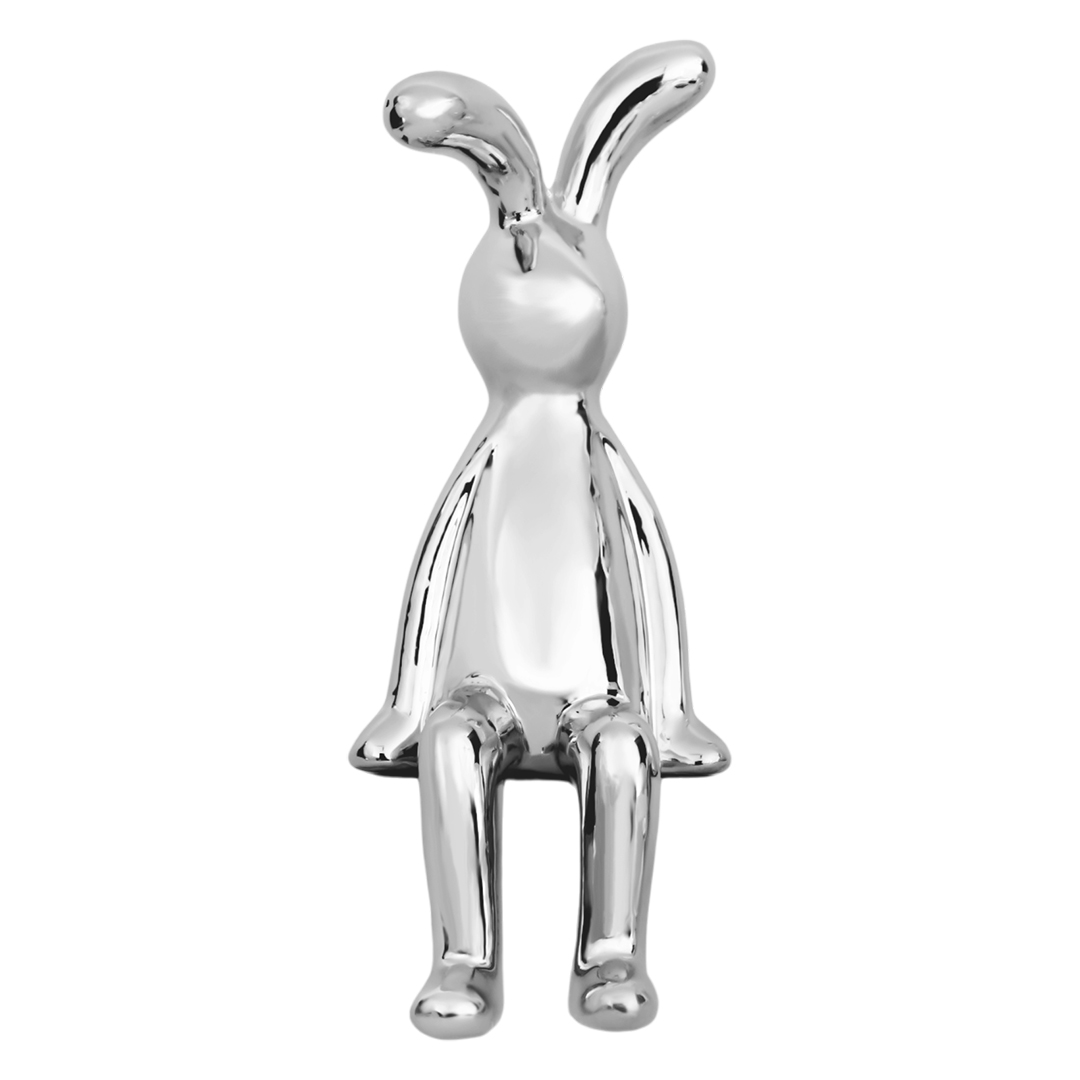 Figura Decorativa - Forma De Conejo Plateado