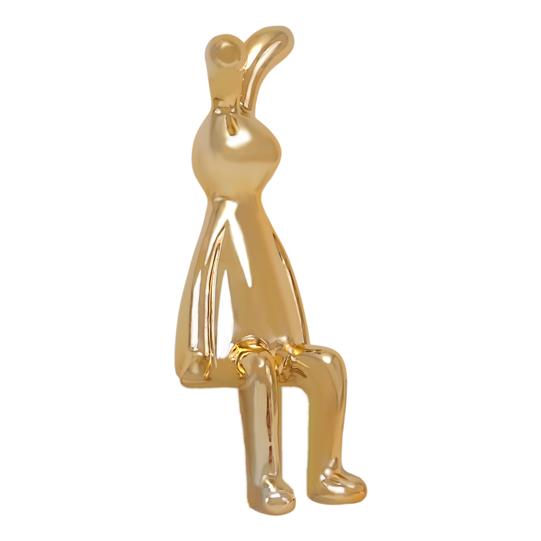 Foto 3 pulgar | Figura Decorativa - Forma De Conejo Dorado