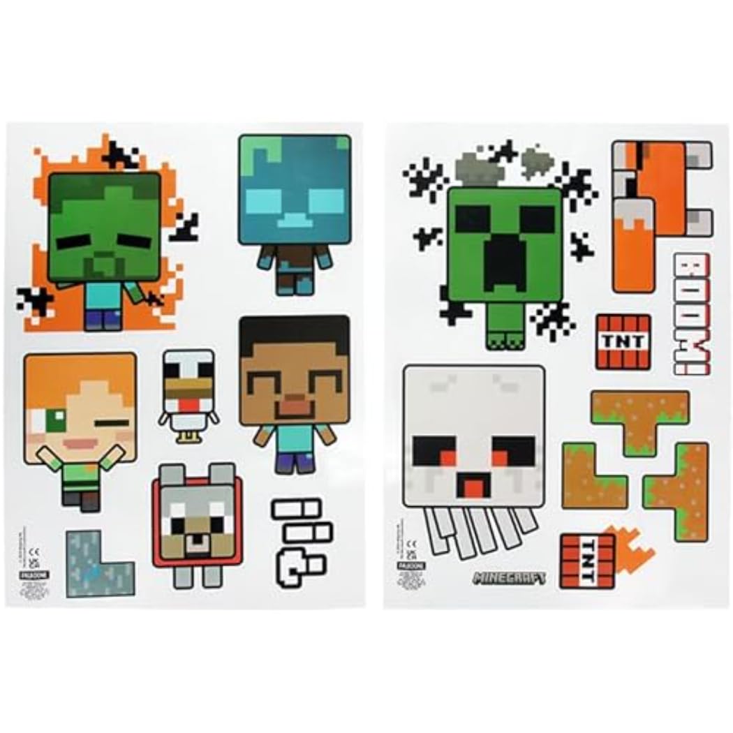 Calcomanías De Pared Paladone Minecraft Overworld Gamer Icons Kids - Venta Internacional.
