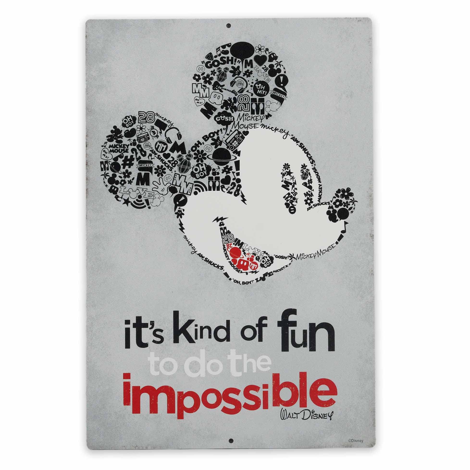 Cartel Decorativo De Pared De Disney Con Mickey Mouse Do The Impossible Vintage - Venta Internacional.