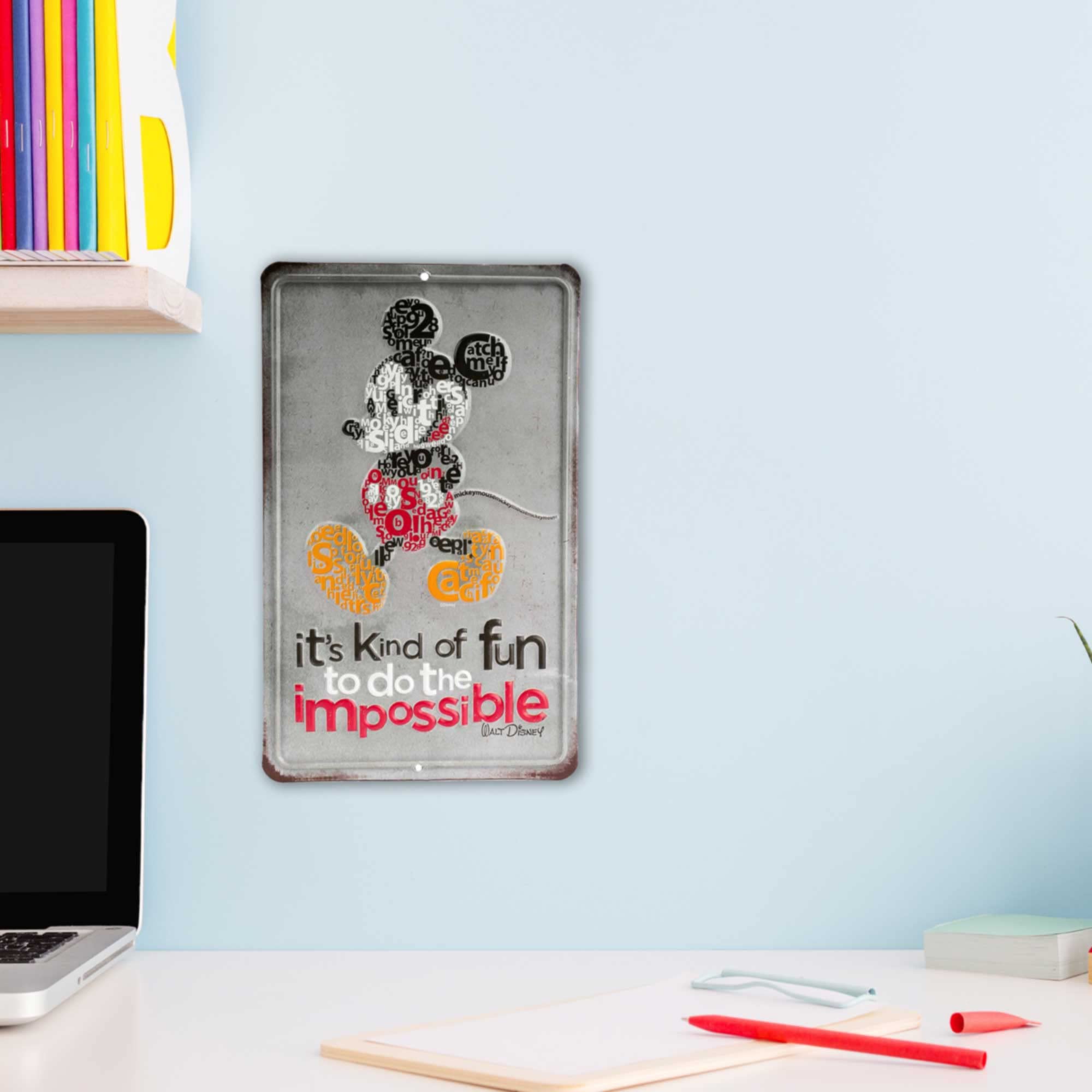 Foto 7 pulgar | Cartel Decorativo De Pared De Disney Con Mickey Mouse Do The Impossible Vintage - Venta Internacional.