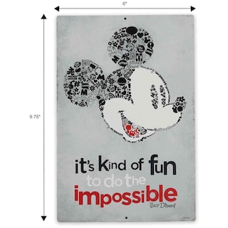 Foto 7 | Cartel Decorativo De Pared De Disney Con Mickey Mouse Do The Impossible Vintage - Venta Internacional.