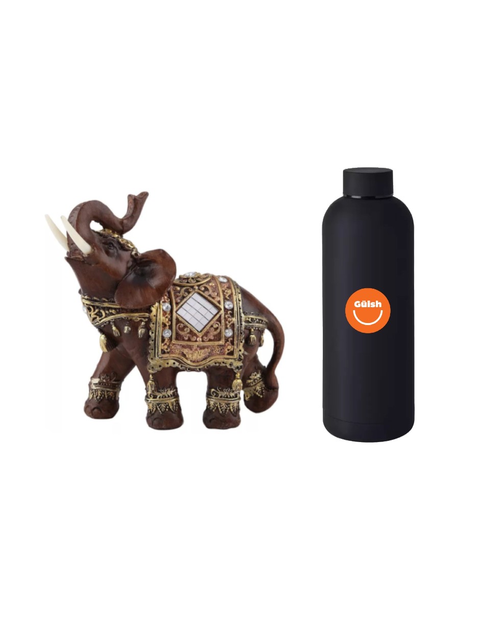 Foto 1 | Elefante Estatua De Decoración + Termo De Agua Güish