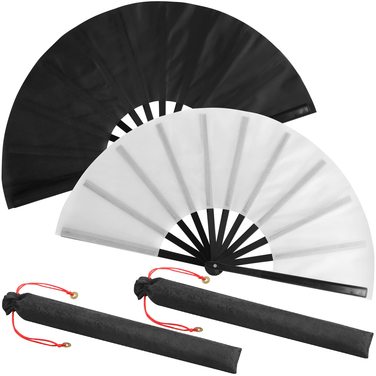 Foto 1 | Abanicos De Seda Plegables A Mano Maitys Tai Ji En Blanco Y Negro (paquete De 2) - Venta Internacional.
