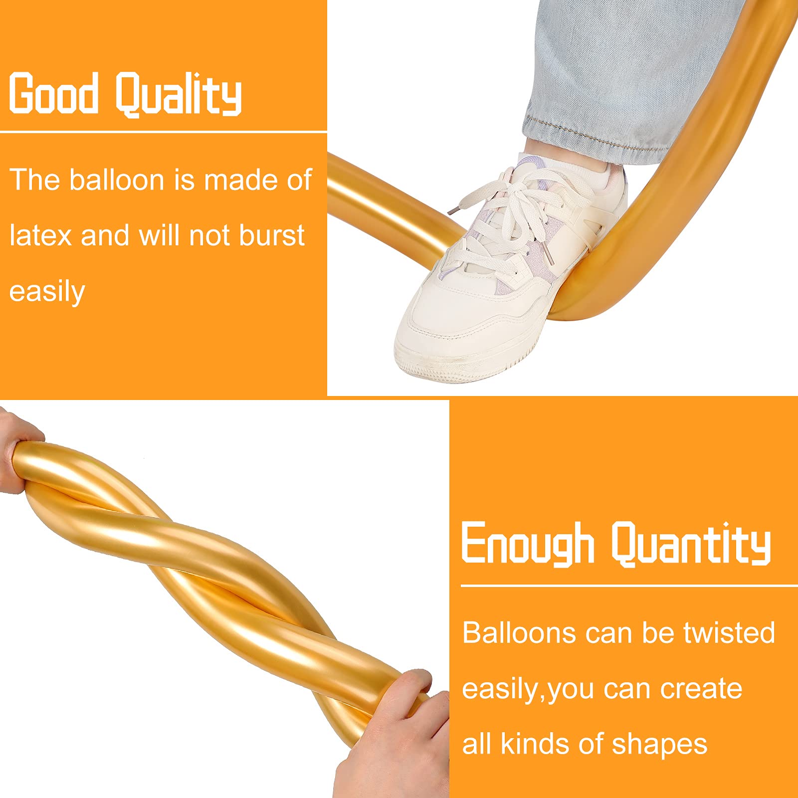 Foto 4 pulgar | Globos Retorcidos Skylety 260 De Látex Metálico, 50 Unidades, Color Dorado - Venta Internacional.
