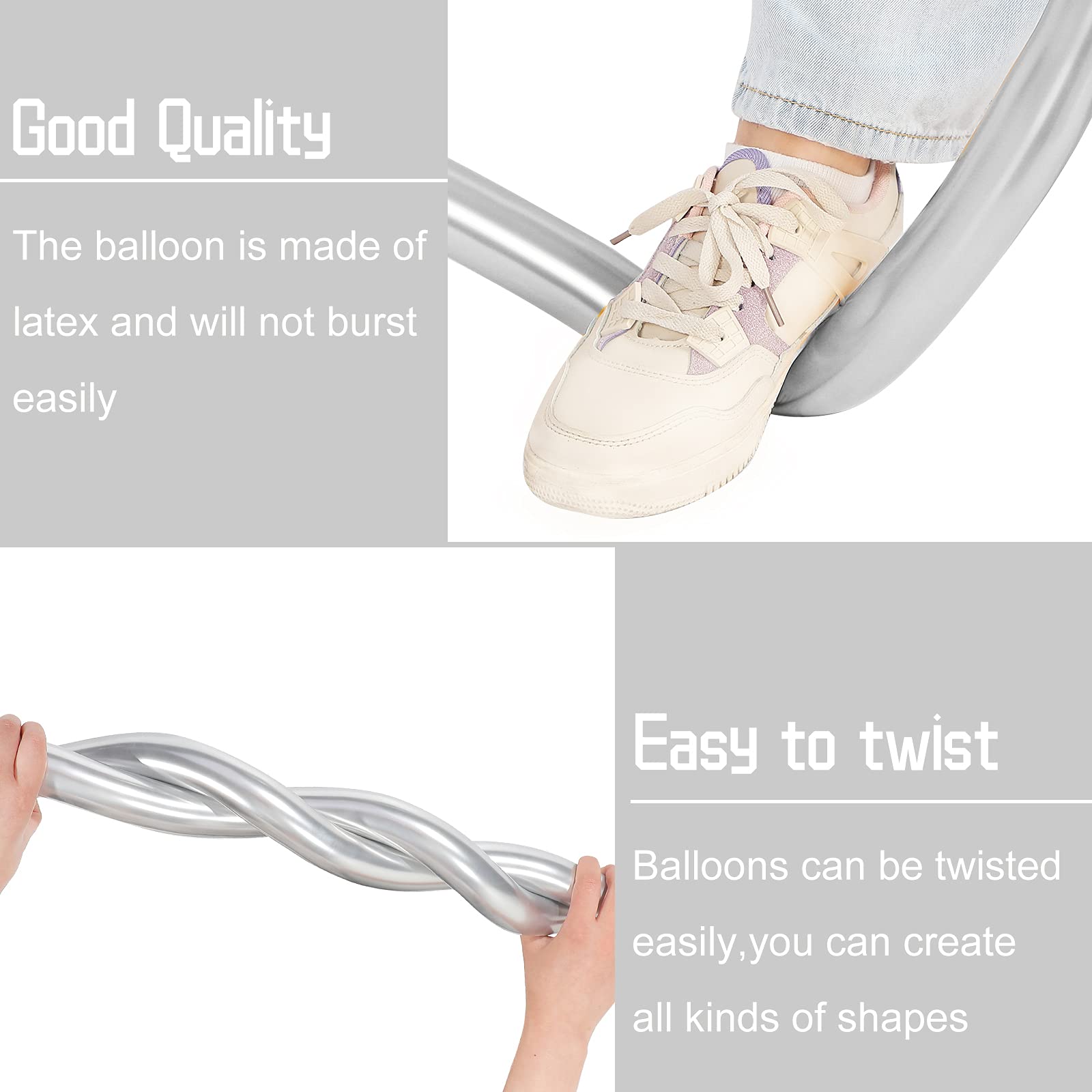 Foto 4 pulgar | Twisting Balloons Skylety 260, Látex Metálico, 50 Unidades, Color Plateado - Venta Internacional.
