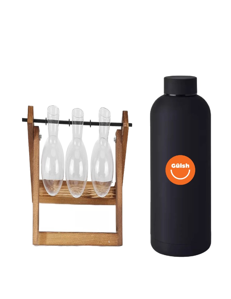 Foto 1 | 3 Mini Macetas Vidrio + Termo de Agua de Regalo Güish