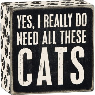 Foto 1 | Cartel De Madera Primitives De Kathy Yes, I Really Do Need All These Cats - Venta Internacional.