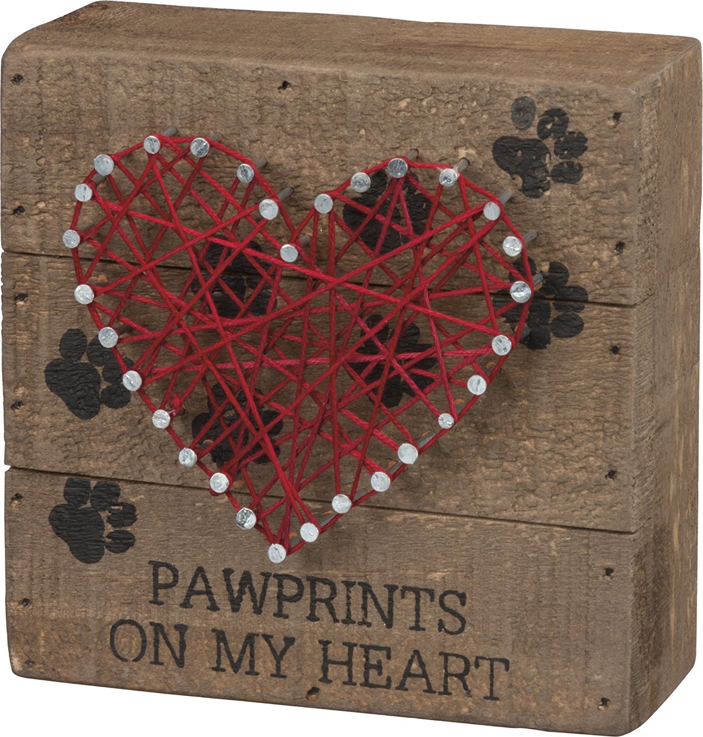 Letrero De Listones De Madera Primitives De Kathy «pawprints» Con Corazón Colgado A Mano - Venta Internacional.