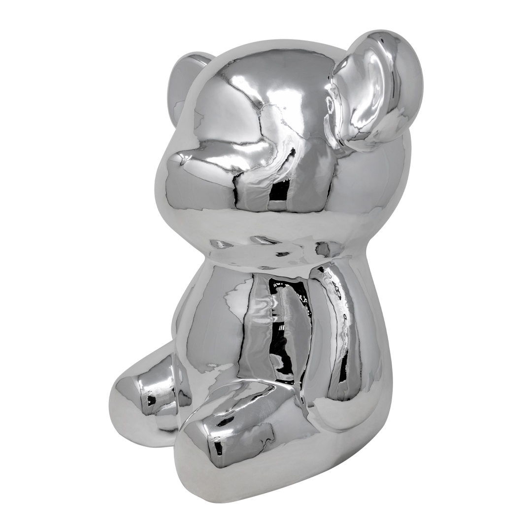Escultura de Oso Plateado 27x25 Cm