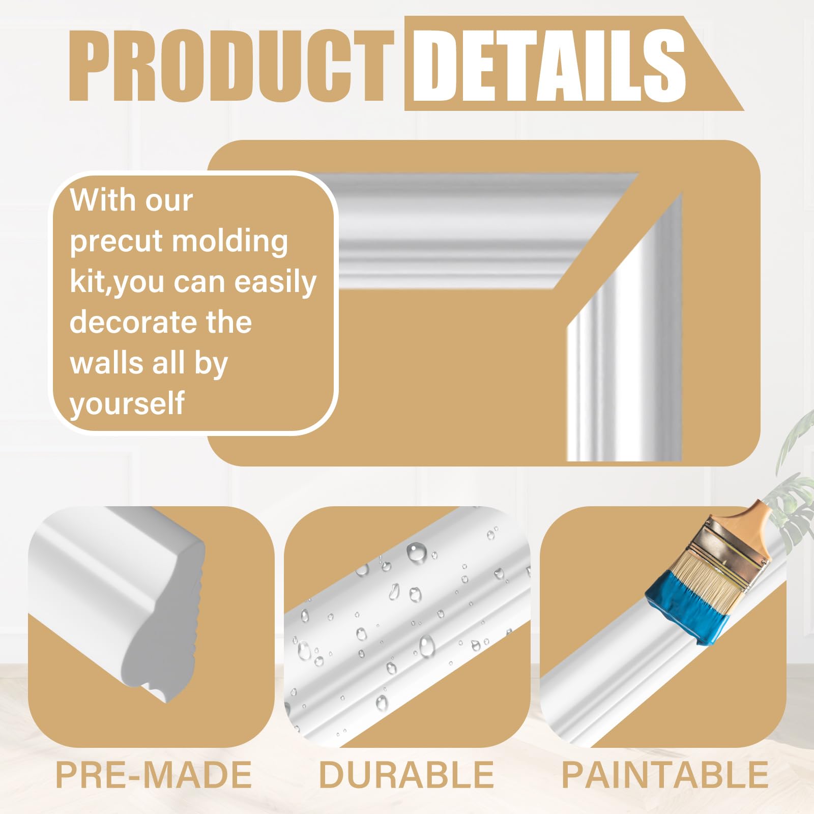Foto 4 pulgar | Kit De Molduras De Pared Pangda, Revestimiento Prefabricado Para Pelar Y Pegar - Venta Internacional.
