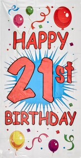 Foto 1 | Funda Para Puerta, Accesorio Para Fiestas, Beistle, 21 Cumpleaños, 1 Unidad - Venta Internacional.