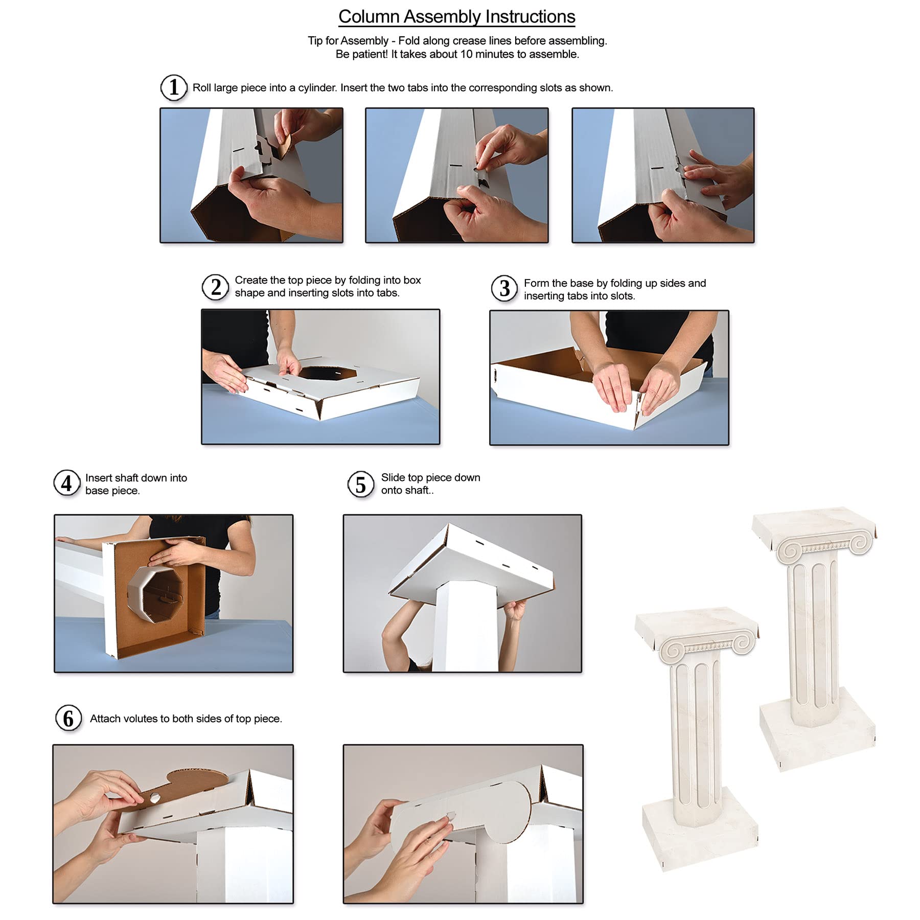 Foto 4 pulgar | Set De 2 Pilares De Cartón Corrugado De Estilo Romano Griego - Venta Internacional.