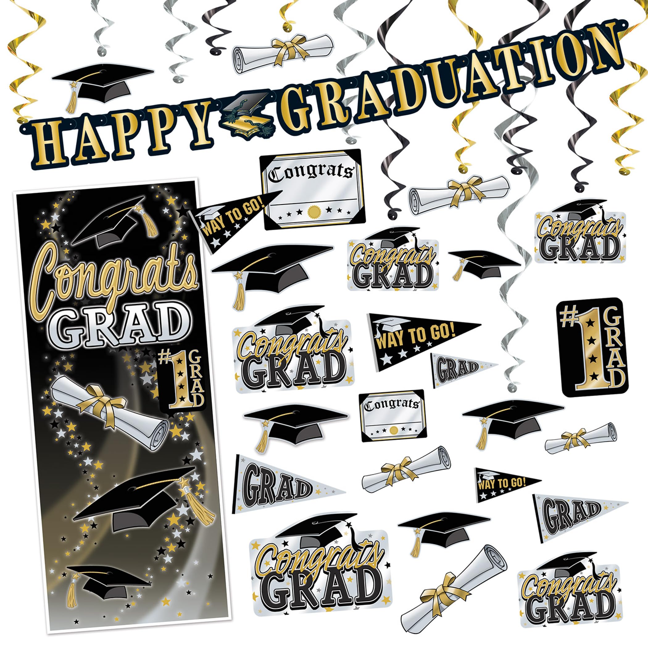Foto 2 pulgar | Kit Para Fiesta De Graduación Beistle Whirls, 12 X 45 Cm, Recortes De 20 X 15 Cm - Venta Internacional.