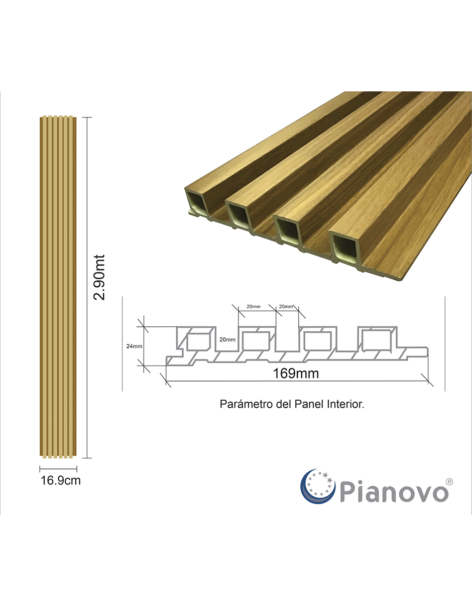 Foto 4 pulgar | Lambrin Decorativo Interior Nogal Clasico 2900 X 169 X 24 mm