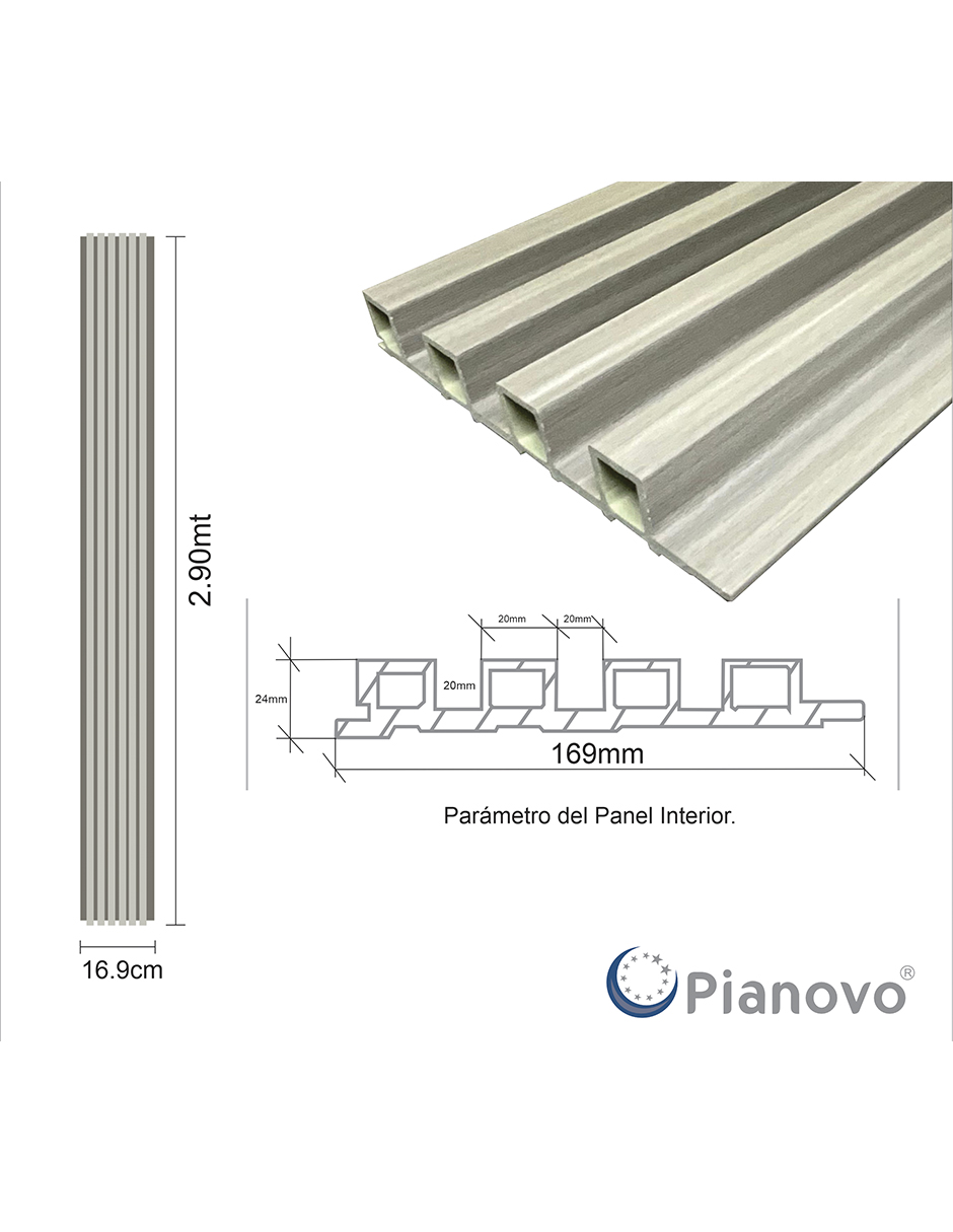 Foto 5 pulgar | Lambrin Decorativo Interior Gris Santorini 2900mm X 169mm X 24mm