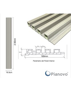 Foto 4 | Lambrin Decorativo Interior Gris Santorini 2900mm X 169mm X 24mm