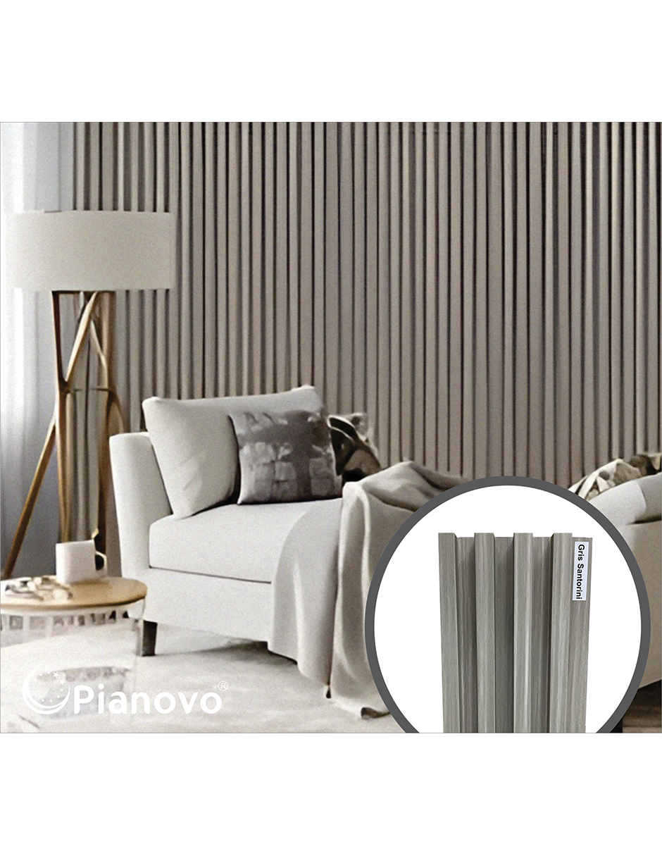 Foto 6 pulgar | Lambrin Decorativo Interior Gris Santorini 2900mm X 169mm X 24mm
