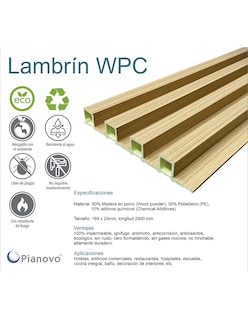Foto 3 | Lambrin Decorativo para Interior Roble Natural 10 Piezas