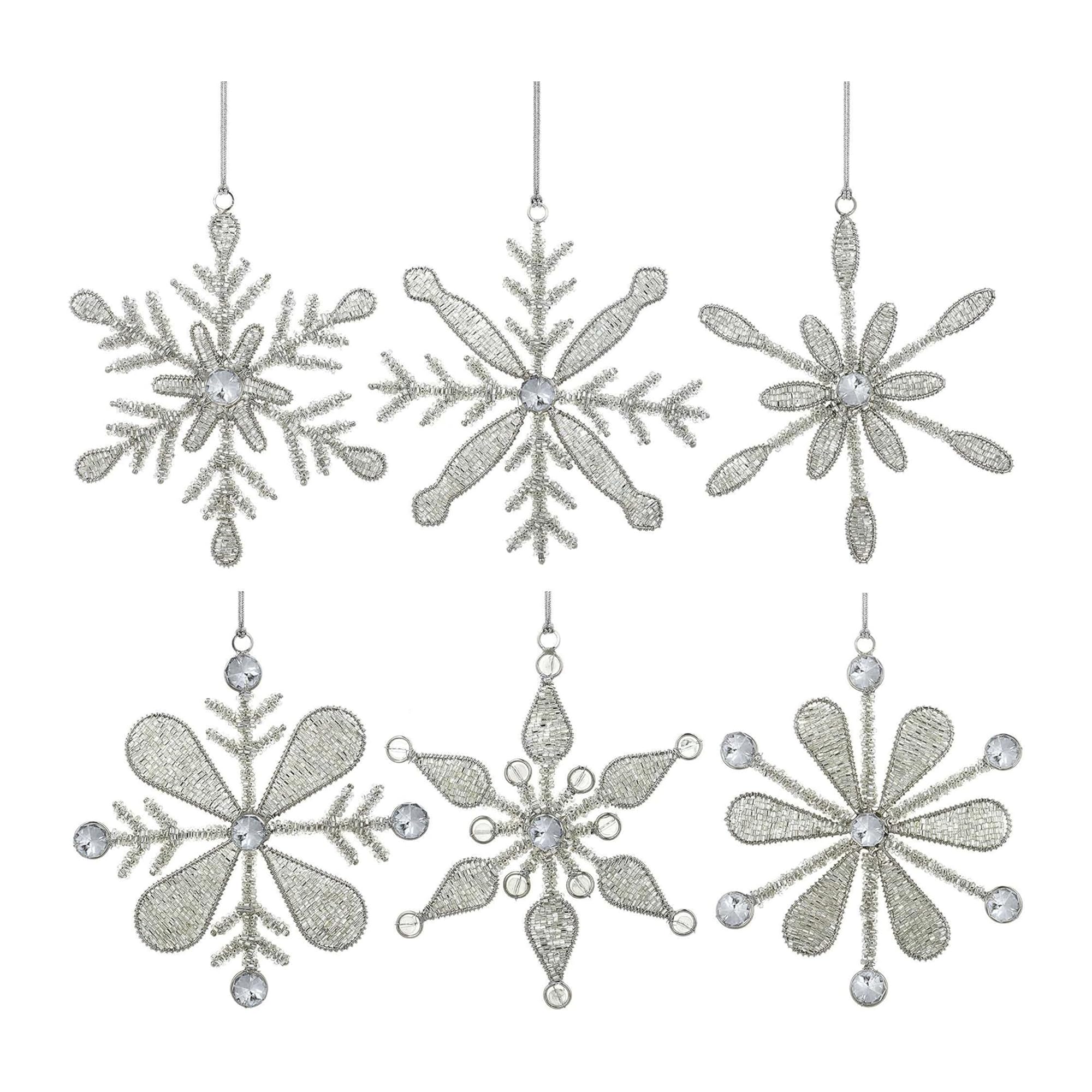 Foto 2 pulgar | Set De Adornos Navideños Shalinindia Con Forma De Copo De Nieve, Hierro Y Vidrio - Venta Internacional.