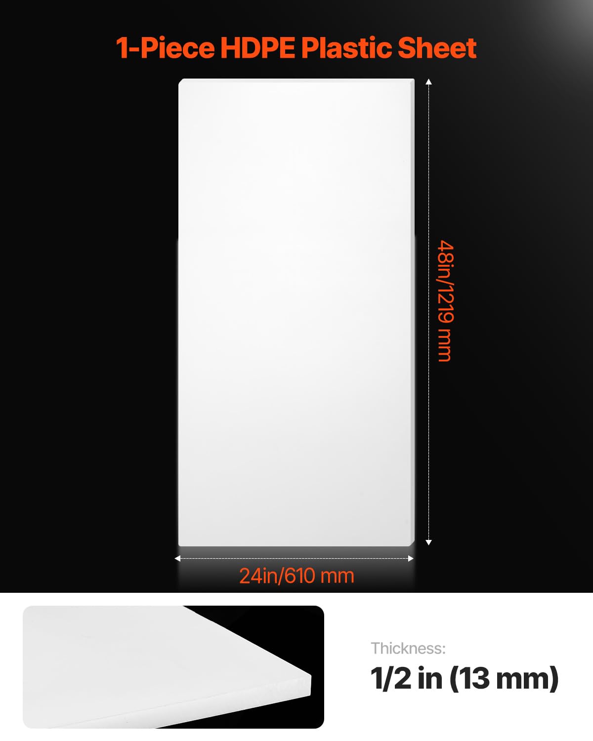Foto 2 | Lámina De Plástico Vevor Hdpe De 24 X 48 Pulgadas, 13 Mm De Grosor, Blanca X1 - Venta Internacional.