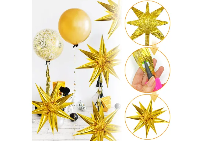 Foto 5 pulgar | 10pzs Xtellar Globos Estrella Picos Para Cumpleaño Decoracion Fiesta