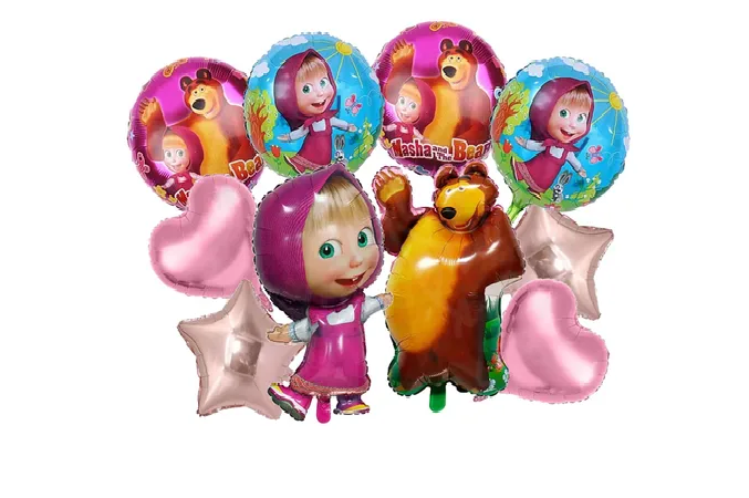 Foto 2 pulgar | 10 Xtellar Pz Masha Y El Oso Decoracion Sets De Globos Fiestas Infan