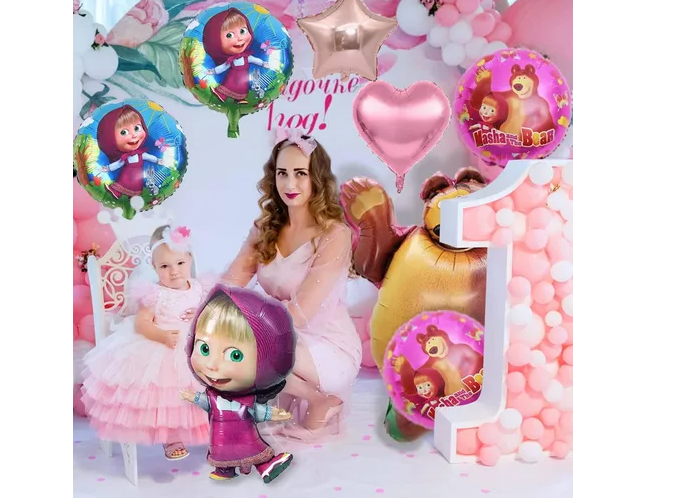 Foto 4 | 10 Xtellar Pz Masha Y El Oso Decoracion Sets De Globos Fiestas Infan