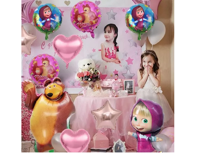 Foto 5 | 10 Xtellar Pz Masha Y El Oso Decoracion Sets De Globos Fiestas Infan