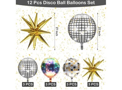 Foto 2 | 12 Xtellar Globos Metal Disco Esfera Ball Decoración Fiesta 22 Pulg