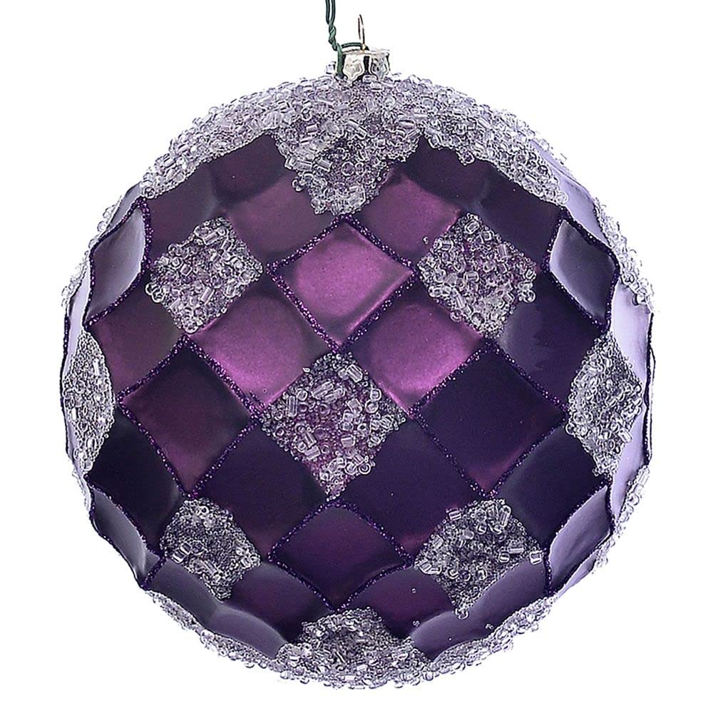 Foto 2 pulgar | Adorno Para Árbol De Navidad Vickerman Con Forma De Bola Con Cuentas De Ciruela, 4,75 Cm - Venta Internacional.
