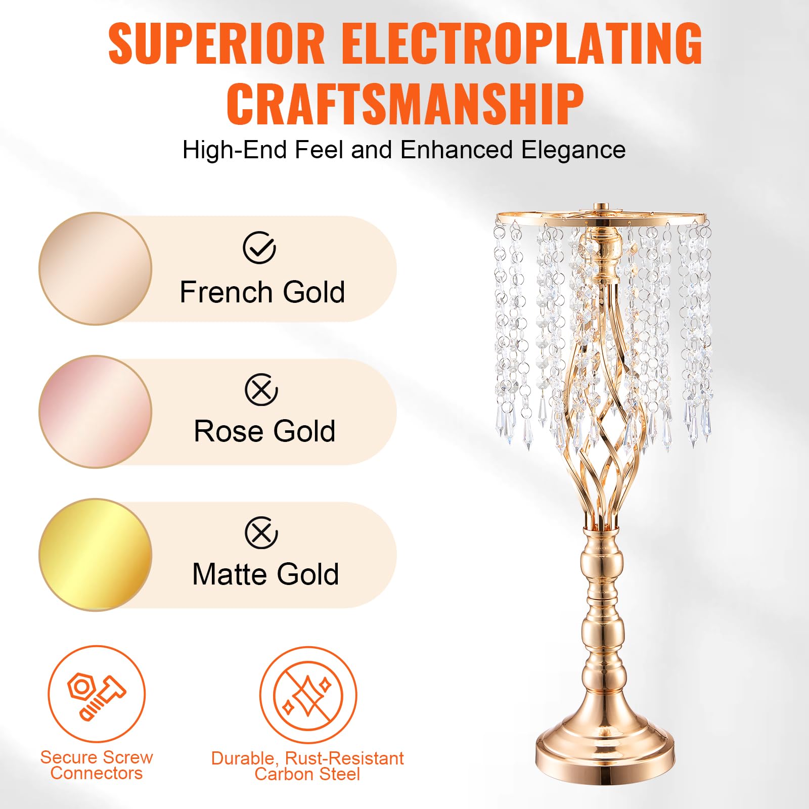 Foto 3 | Soporte para Flores Vevor Crystal 10 Piezas Doradas - Venta Internacional