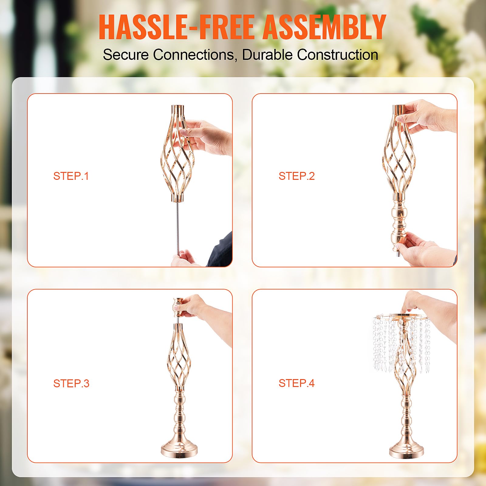Foto 6 pulgar | Soporte para Flores Vevor Crystal 10 Piezas Doradas - Venta Internacional